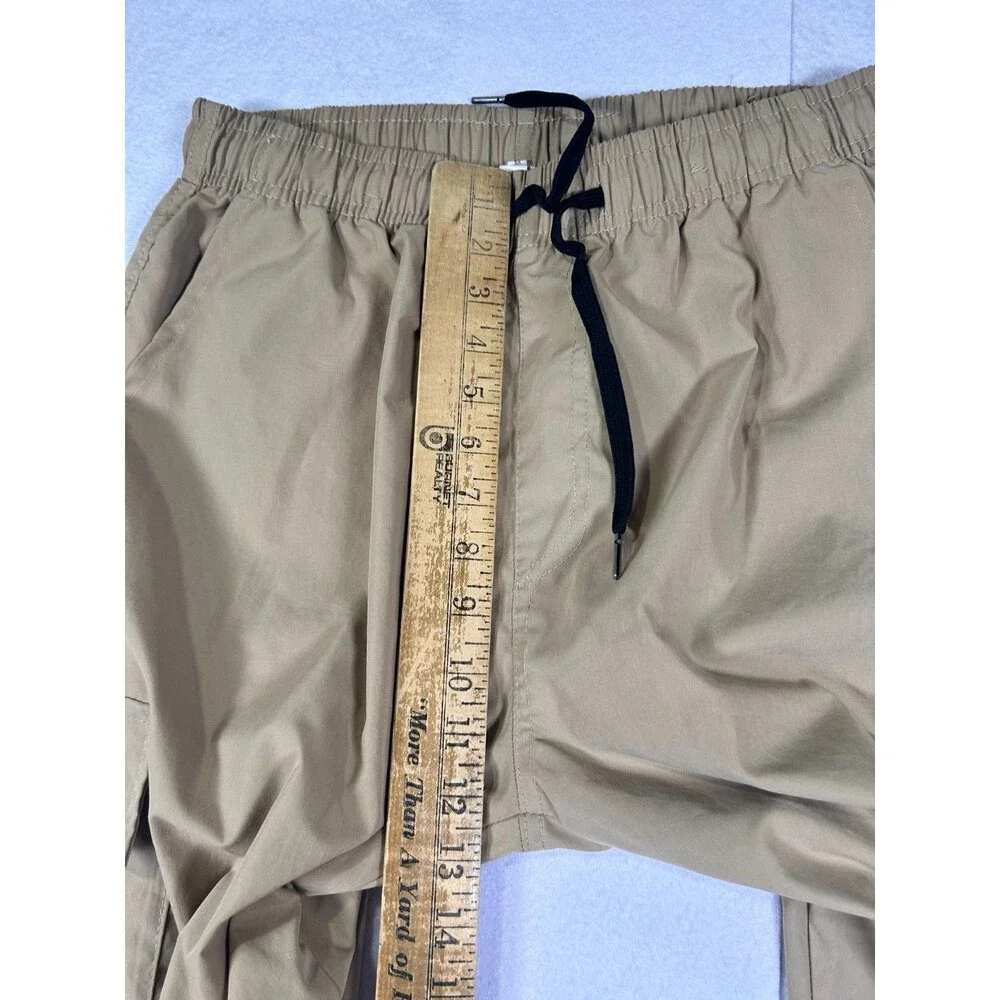 SHEIN Mens Cargo Jogger Pants Khaki Size M Utility Tactical Pockets Elastic Wais